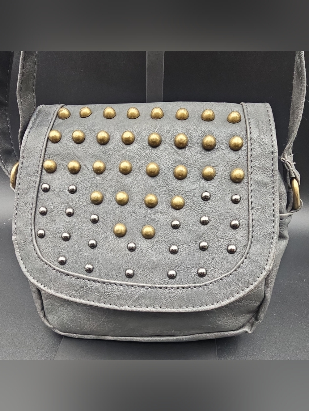 Under One Sky Gray Crossbody with Gold & Silver Studs